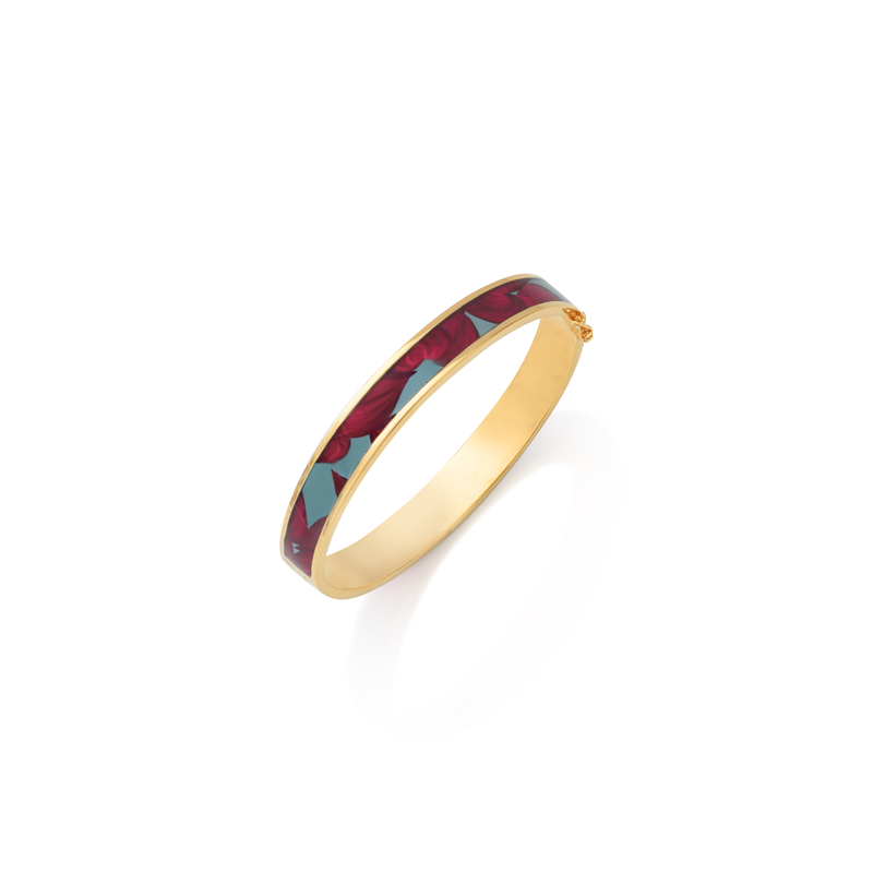 Bracelet laiton doré CHRISTIAN LACROIX émail floral coloré