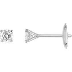 Boucles d'oreilles 4 griffes alpa or blanc 18 carats diamants 0.30 carat HSI