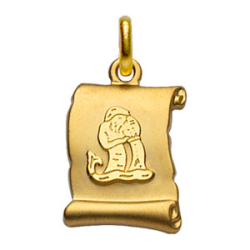Pendentif plaqué or parchemin signe du zodiaque verseau