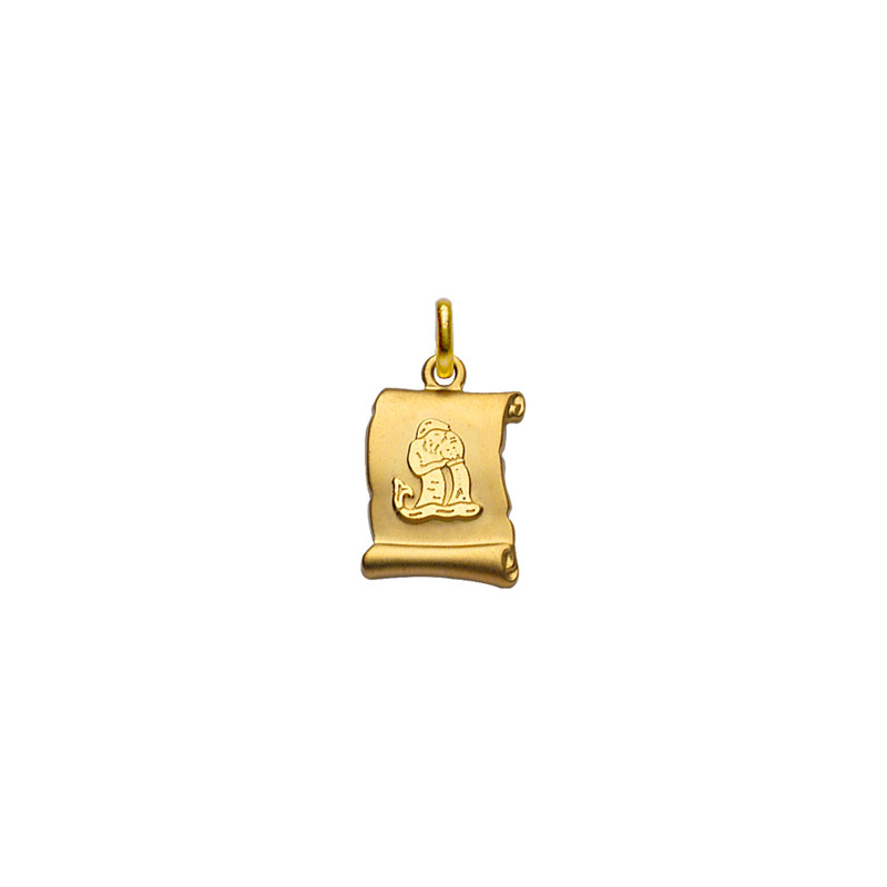 Pendentif plaqué or parchemin signe du zodiaque verseau