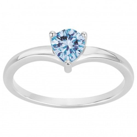 Bague solitaire argent oxyde bleu