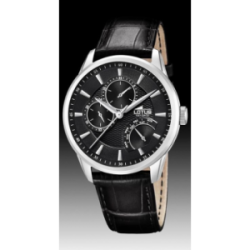Montre homme LOTUS fond noir bracelet cuir