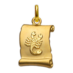 Pendentif plaqué or parchemin signe du zodiaque scorpion