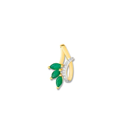 Pendentif or jaune 18 carats 3 emeraudes navettes et diamants 0.012 carat