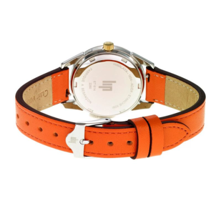 Montre LIP Himalaya fond blanc bracelet cuir orange