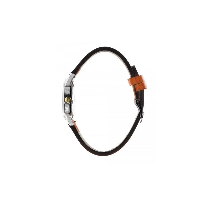 Montre LIP Himalaya fond blanc bracelet cuir orange