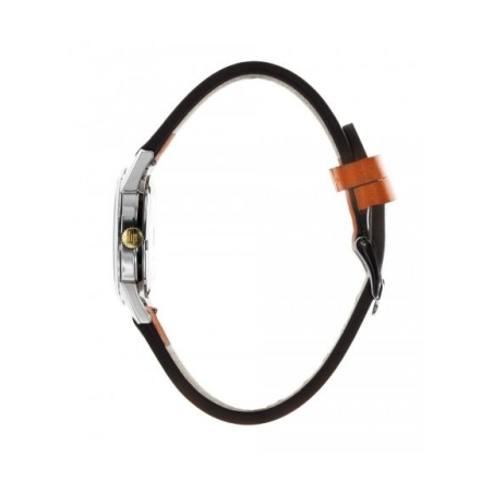 Montre LIP Himalaya fond blanc bracelet cuir orange