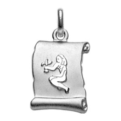 Pendentif argent parchemin signe du zodiaque vierge