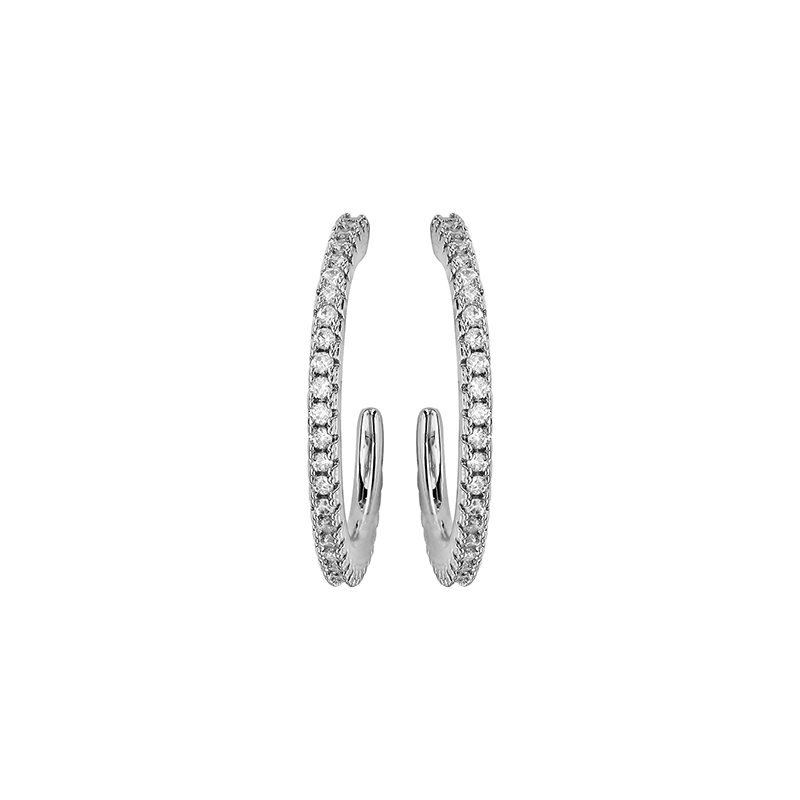 Demi créoles argent oxydes diamètre 15 mm