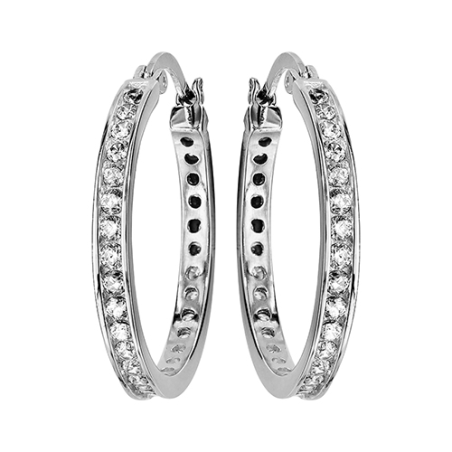 Créoles argent oxydes sertis rail diamètre 25 mm