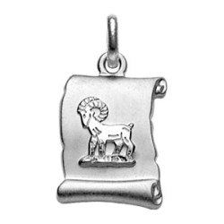 Pendentif argent parchemin signe zodiaque bélier
