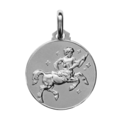 Médaille ronde argent signe du zodiaque sagittaire