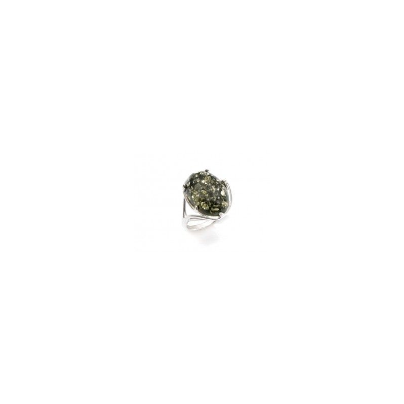 Bague argent ambre verte