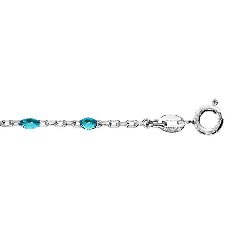 Bracelet argent olives résine bleue claire