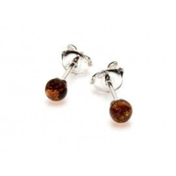 Boucles d'oreilles argent boules ambre 4 mm