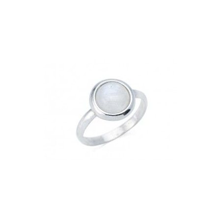 Bague pierre de lune sertie en argent rhodié