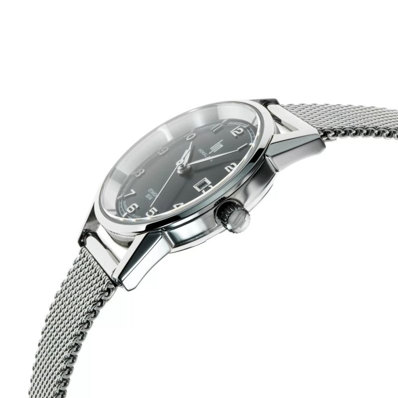 Montre LIP Himalaya tout acier fond noir bracelet milanais